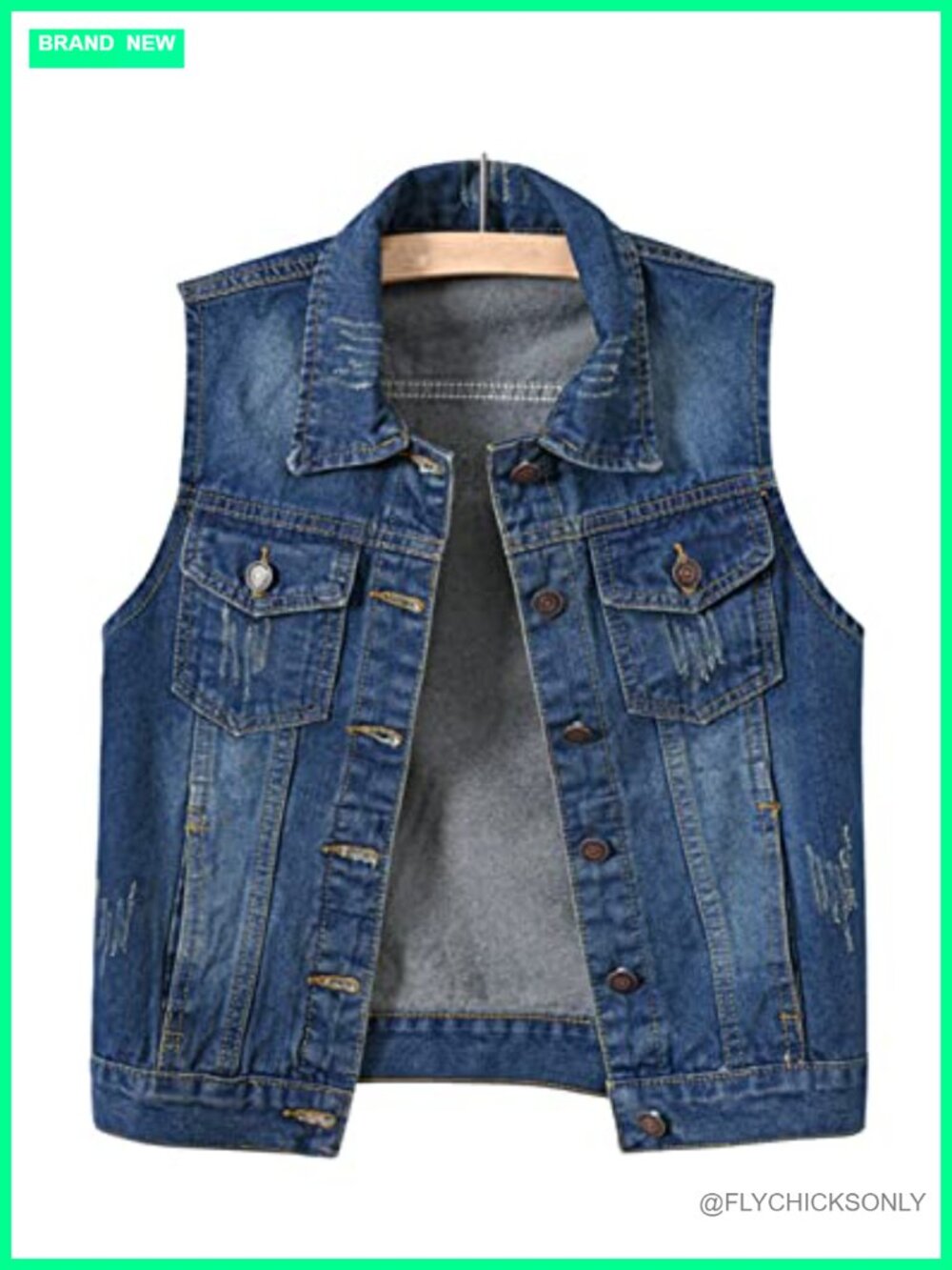 Women's Denim Waistcoat Slim Fit Frayed Sleeveless Jacket